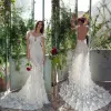 Matan Shaked 2024 Wedding Jurken Lace 3d-Floral Appliques Feather Mermaid Bridal Jurken Sexy Off Schouder Open Back Beach