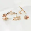 Exquisite Rhinestones Opal Four Leaf Clover Brooch Romantic Jewelry Accessories Trendy Fish Cat Wings Bow Lapel Pin Lovers Gifts