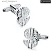 Cuff Links High quality crystal luxury cufflinks for men and fashionable currency symbol French shirt cufflink Y240411