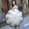 Parapluie de parts de soleil imprimé en dentelle imprimée, crème solaire pliable à l'épreuve du vent, plastique noir, double but, parapluie ensoleillé