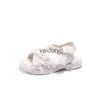 Sandals Girls 2023 Summer New Middle and Big Childrens Beach Shoes Little Girl Pearl Lace Princesa H240411