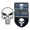 3d PVC Blue Line American Flavel Skull PVC Patches militares de sacos ao ar livre Fãs do exército Combate Acessórios para vestuário DIY