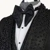 Herenpakken zwarte luxe kralen bruidegom van bruiloft smoking driedelige pak mannelijke prom blazer op maat gemaakte kleding