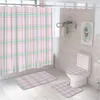 Tende da doccia natalizia set tende a quadri verdi set geometrico moderno anno di Natale bagno non slip tappetino tappeto per bagno copertura