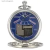 Pocket horloges mode blauwe hand crank play Music Quartz Pocket Men vrouwen schattige olifant dierenpatroon blauwe wijzerplaat pocket chain y240410