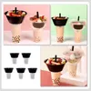 Wegwerpbekers rietjes 5 sets snack cup drink reizen doorzichtige plastic container ijs koffie pp draagbare voedselkom