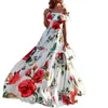 Elegante e fresco abito lungo stampato floreale da donna Elegante abbraccia il tuo fascino femminile AST58383