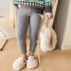 Broek meisjes mode flocking leggings 4 kleuren schattige lable dikke panty winter skinny broek