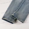 Męskie dżinsy mężczyźni wąż haft dżinsy strtwear skórzana plaster stretch dżinsowe chude spodnie otwory rozryte dystrybutowane spodnie T240411