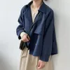 Printemps automne coréen irrégulier court trench-coat femme décontractée lâche kaki abrigos veste double poitrine élégante casse-vent classique