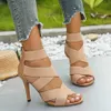 Summer Sandal Women Roman Style Sandal Elastic Strap Fish Mouth Slim Heel High Heels Womens Sandals Shoes 240228