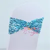 50pcs One Side Sequin Lycra Chair Band Spandex Sashes For Wedding Event Chair Cover Banquet Decoration