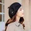 Berets Women Wool Female Thick Winter Hats Letter M Mesh Yarn Beret Solid Color Vintage Warm Has