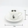 Cups Saucers Eye And Nose Coffee Cup Saucer Set Quality Bone ChinaTazza Afternoon Tea Supply Elegant Wedding Tableware Girl Friend Gift