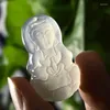 Pendant Collane Factory all'ingrosso -simile a piccolo calcedonio bianco Avalokitesvara Agate Guanyin Jade Neckace Pendants