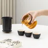 Teaware -sets Tianview Travel Tea Set één pot drie kopjes geschenk Hoge temperatuur glazen filter theepot buiten camping draagbaar