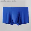 Underpants L-XXXL senza saldatura da maschere di seta di seta ghiacciata da uomo a colori solidi Ultra-sottili biancheria intima sexy estate cool bagagli pantaloncini c240411