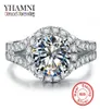 Yhamni Real Solid 925 Silver Wedding Rings Bijoux pour femmes 2 Carat Sona CZ Diamond Engagement anneaux accessoires XMJ5109249584