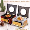 3 Farben Musiktbox Hand kurbelte Geburtstagsbox Schmuckstorage Klassische rotierende Ballerina Music Box mit Spiegel für Mädchen