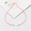 Новая природная раковина Love Heart Choker Ожерелье для девочки весна Summer Fashion маленькое красочное стеклянное колье ожерелье для друга AB123