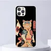 Ramen Sushi Samurai Tattoo Cat Soft Case pour iPhone 11 12 13 Mini 14 Pro Max 15 Cover Apple Phone Cover XS XR SE 7 Plus 8 + 6S