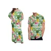 Padrão personalizado Hawaii Flowers Style Sublimation Imprimir vestido de babados do Pacific Heritage Top Quality Antiestatic Off ombre vestidos 240410