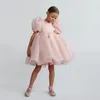 Cute Girl Princess Dress Little Girl Puff Sleeve Gala Tutu Gown Kids Birthday Bow Outfits Flower Girl Wedding Party Clothes 3-8T 240411