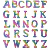 1PC Rainbow English Lettre de perle Patches pour vêtements A-Z Alphabet Pearl Rignestones Applique Iron sur patchs Nom de bricolage