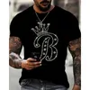 Herrkvalitet mode t-shirts casual gata kort ärmdollar skylt borr män kläder tee toppar o-hals rhinestone tshirt y2k 240321