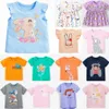 Barn t-shirts flickor pojkar korta ärmar tshirts casual barn tecknad djur blommor tryckta tees baby skjortor spädbarn småbarn sommar toppar a27r#