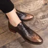 Casual schoenen krokodil patroon loafers heren veterleren slip-on stijl dikke zool mocassin hoge kwaliteit