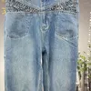 Frauen Jeans Modemarke Exquisite Strasshoch -Taille -Frauen Herbsthosen Lose Schlankheitsqualität Straight Hosen