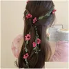 Haarklammern Barrettes Gänses Blumen Grüne Blatt Rattan Stirnband für Frauen süße Sommer Modeaccessoires Märchenhaarwears Girls G oteiu