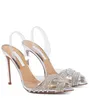 أفضل فاخرة أكوازوراس غاتسبي صندل أحذية نساء Slingback Crystal Swirls PVC Toecaps مضخات مدببة إصبع القدم سيدة حفل زفاف عالي الكعب جديد