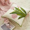 Pillow KAUNFO Pink Flower Covers Sofa Geometric Embroidered Throw Cases For Car 45x45cm 1PC