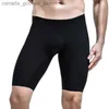 Underbyxor herr underkläder boxning shorts herrar semi transparent is siden underkläder herrar andningsbara fickor lång ben underkläder cueca stor storlek c240411