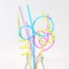 Boire des pailles 5pcs / ensemble de style créatif en plastique coloré mignon bague de curling de dessin adapté pour les barres de fête d'anniversaire