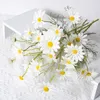 装飾的な花52cmホワイトデイジー非織りブーケ人工花長い枝高品質バレンタインデーホームデコレーションウェディング