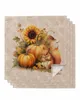 Autumn Pumpkin Squirrel Sunflower Table Serveins tyg Set Handduk bröllopsfest placemat semester bankett te servetter