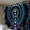 Yoga Fluorescent Tapestry Mur suspendu tapis tapisses tapisseries décor de pièce lumineuse fond esthétique lueur sous ultraviole