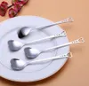 Whole 1 PCS Heart Coffee Spoon Dessert Sugar Stirring Spoon Ice Cream yogurt Honey Spoon Kitchen Coffeeshop Flatware8231150