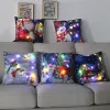 LED Light Light Pillow Poduszki Pokrycie Krótka pluszowa poduszka Santa Elk do domu Glow Santa Clause Deco do domu na sofę 2024