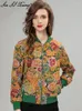 Jackets femininos Seasixiang Designer de moda outono Winter Jacquard Jackard Women Stand Collar Stand Longa Longa Vintage curta