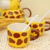 Mugs Creative Cute Giraffe Shape Design Ceramic Teapot With 2 Cups Tea Set Kawaii Cartoon Animal Mug Kids Gift Office Home Tableware