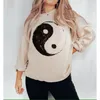 Shirt estetica della felpa con cappuccio femminile Yin Yang Spazzante Mental Health Abesati positivi Meditazione spirituale Zen buddista