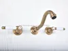 Bathroom Sink Faucets Antique Brass Basin Mix Tap Dual Handles Wall Mounted Kitchen Mixer Faucet Nsf509