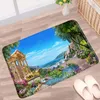 Bath Mats Scenery Bathroom Mat Town Garden Spring Plant Flower Pattern Non-slip Rugs Flannel Home Decor Kitchen Doorway Aisle Carpet