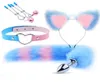 Anal Toys Cute Tail Plug Cat Ears Headbands Set Nipple Clip Neck Collar Erotic Cosplay Sex For Women 2211211433460