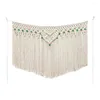 Tapestries Bohemian Wall Hanging Tapestry Curtain In Milky Color Handcrafted With Green Beads For Home Decor Living Room Decoration Gift