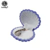 1 pièce Shell Forme Velvet Bague de bague de fiançailles de mariage pour boucles d'oreilles Bracelet Bijoux d'affichage Boîte cadeau